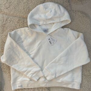 NWT Outdoor Voices Nimbus Cropped Hoodie, White, XL, Heavyweight Cotton